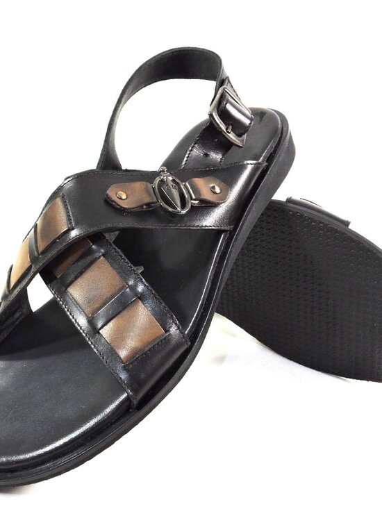 GOODMAN ?? MEN\'S BROWN SOFT LEATHER COMFORT SUMMER FLAT SANDALS main image 5